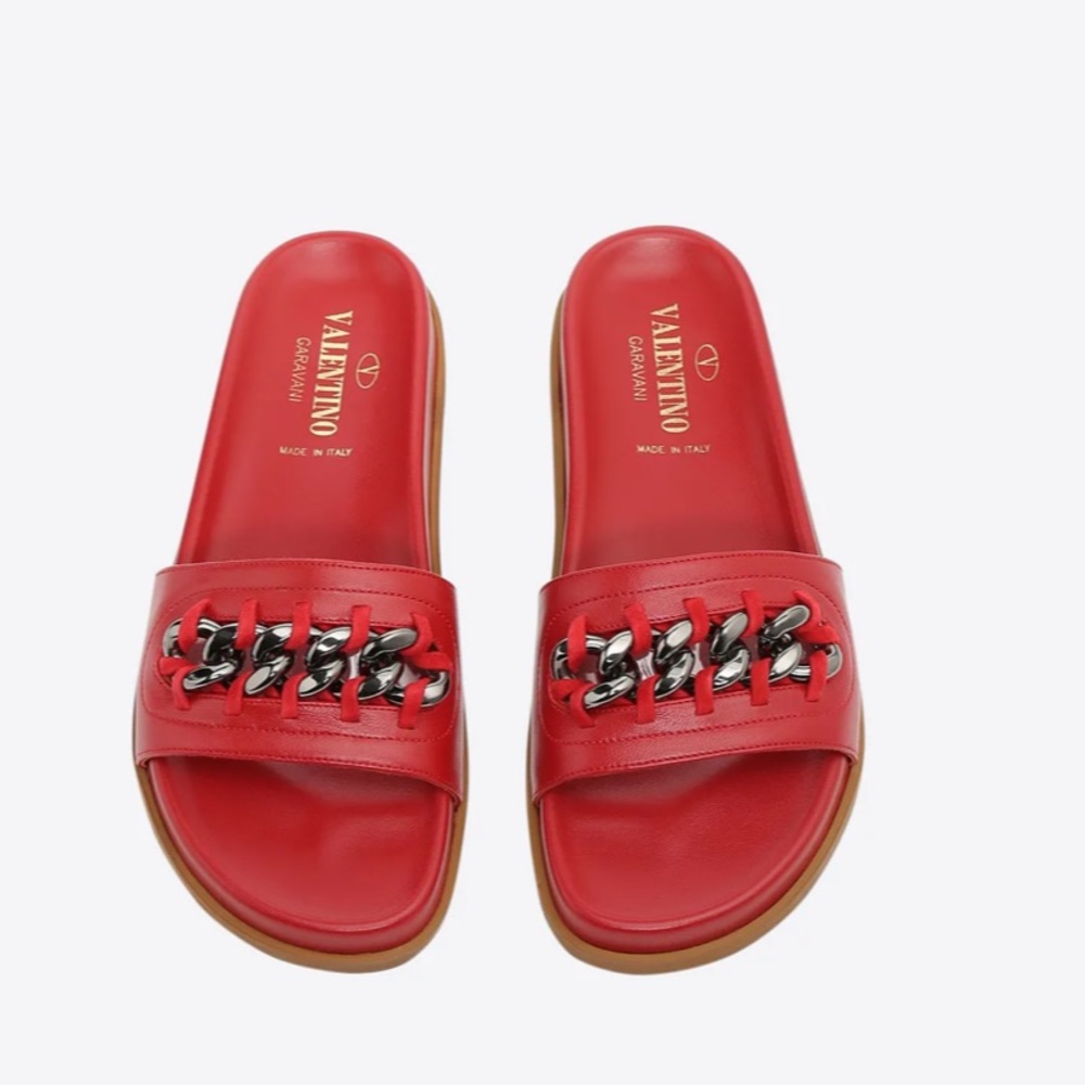Valentino leather chain slide size 38